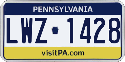 PA license plate LWZ1428