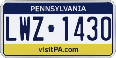 PA license plate LWZ1430