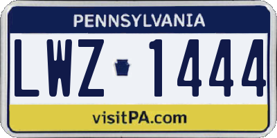 PA license plate LWZ1444