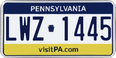 PA license plate LWZ1445