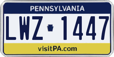 PA license plate LWZ1447