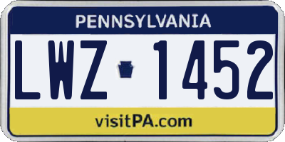 PA license plate LWZ1452