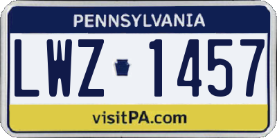 PA license plate LWZ1457