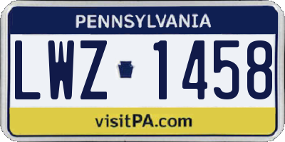 PA license plate LWZ1458
