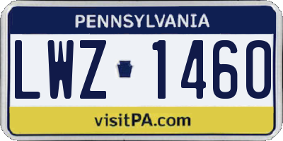 PA license plate LWZ1460