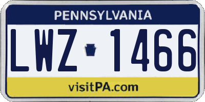 PA license plate LWZ1466