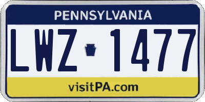 PA license plate LWZ1477