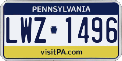 PA license plate LWZ1496