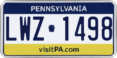 PA license plate LWZ1498