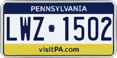 PA license plate LWZ1502