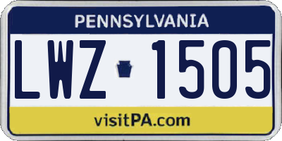 PA license plate LWZ1505