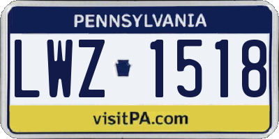 PA license plate LWZ1518