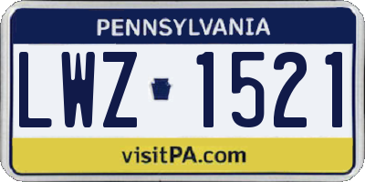 PA license plate LWZ1521