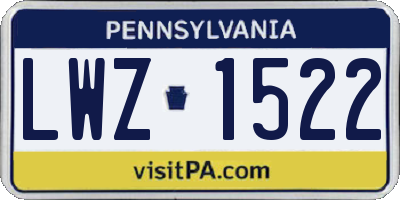 PA license plate LWZ1522