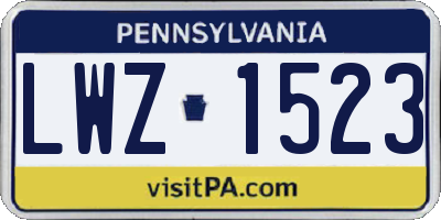 PA license plate LWZ1523