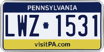 PA license plate LWZ1531