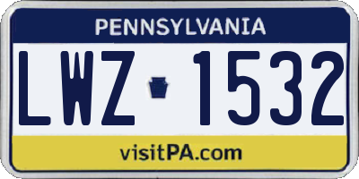 PA license plate LWZ1532