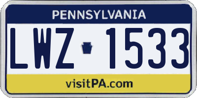 PA license plate LWZ1533