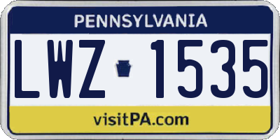 PA license plate LWZ1535