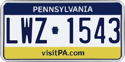 PA license plate LWZ1543