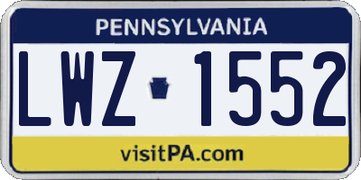 PA license plate LWZ1552