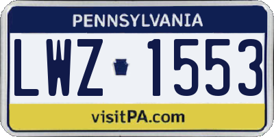 PA license plate LWZ1553
