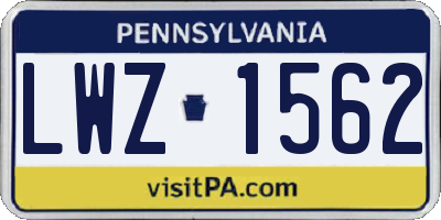 PA license plate LWZ1562