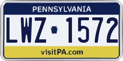 PA license plate LWZ1572