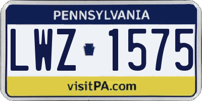 PA license plate LWZ1575