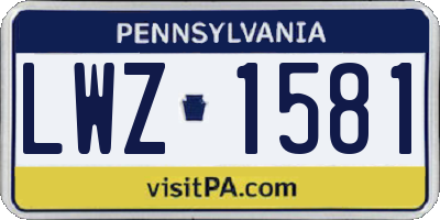 PA license plate LWZ1581