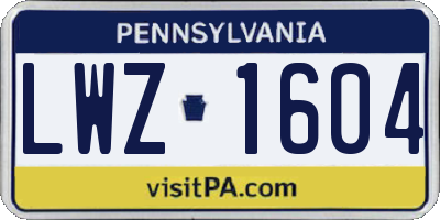 PA license plate LWZ1604