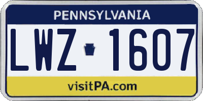 PA license plate LWZ1607