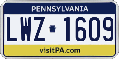 PA license plate LWZ1609