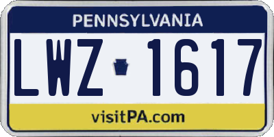 PA license plate LWZ1617