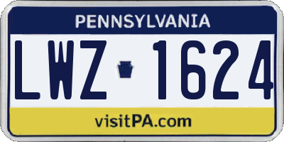 PA license plate LWZ1624