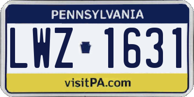 PA license plate LWZ1631