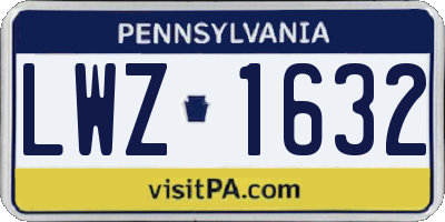 PA license plate LWZ1632