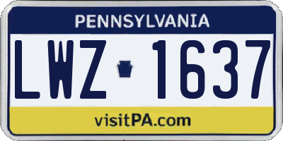 PA license plate LWZ1637