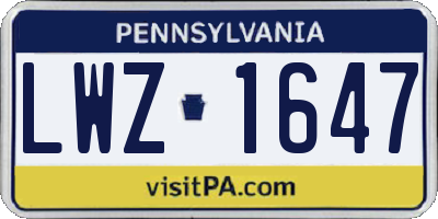 PA license plate LWZ1647