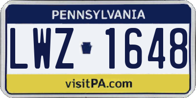 PA license plate LWZ1648
