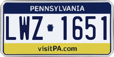 PA license plate LWZ1651