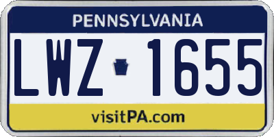 PA license plate LWZ1655