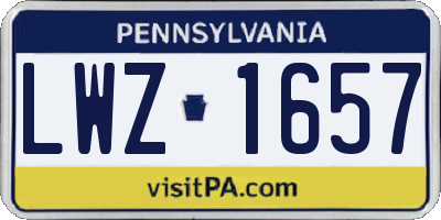 PA license plate LWZ1657