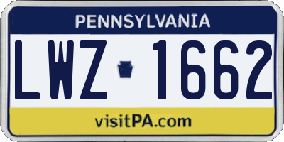 PA license plate LWZ1662