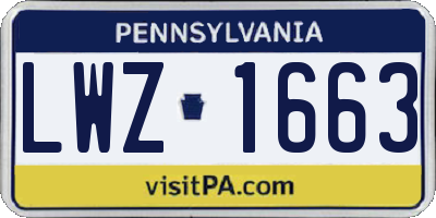 PA license plate LWZ1663