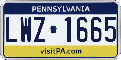 PA license plate LWZ1665