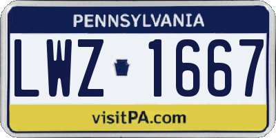PA license plate LWZ1667