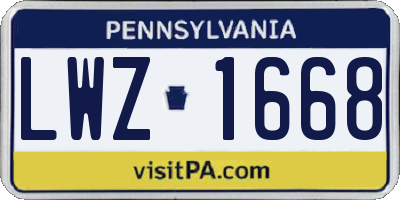 PA license plate LWZ1668