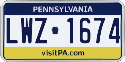 PA license plate LWZ1674
