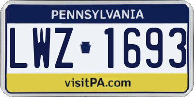 PA license plate LWZ1693